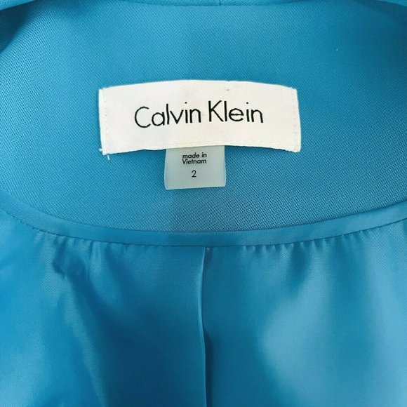 CALVIN KLEIN Blue Open Front Polyester Stretch Lined Open Front Blazer - Picture 6 of 6